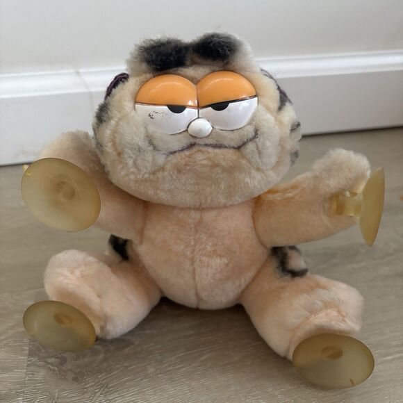 Vtg 1981 Dakin Garfield Plush Suction Cup Cat Toy "Climbing Walls" Striped 6" - Picture 2 of 10